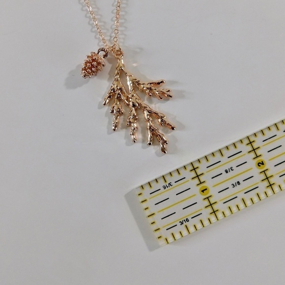 NEW Rose Gold Pinecone Pine Bough Pendant Necklace Nature Outdoors Trees - Picture 5 of 7